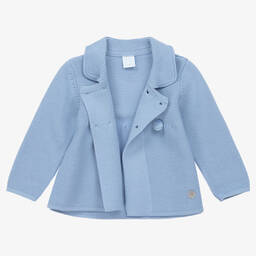 ارتيزانيا  غرانلي-طقم معطف وقبعة أكريليك محبوك لون أزرق للأطفال | Childrensalon Outlet