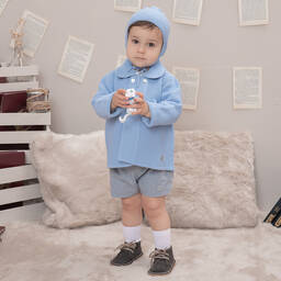 ارتيزانيا  غرانلي-طقم معطف وقبعة أكريليك محبوك لون أزرق للأطفال | Childrensalon Outlet