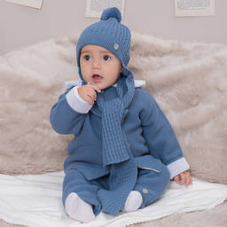 Artesanía Granlei-Blue Knitted Hat & Attached Scarf | Childrensalon Outlet
