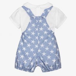 Artesanía Granlei-Белый топ и голубой полукомбинезон со звездами | Childrensalon Outlet