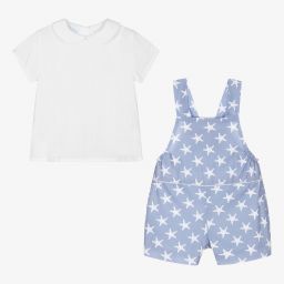 Artesanía Granlei-Белый топ и голубой полукомбинезон со звездами | Childrensalon Outlet