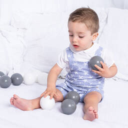 Artesanía Granlei-Белый топ и голубой полукомбинезон со звездами | Childrensalon Outlet