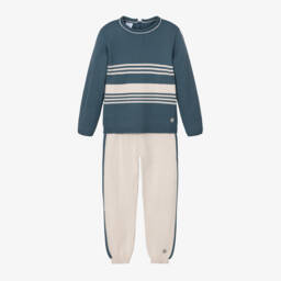 ارتيزانيا  غرانلي-طقم بنطلون أكريليك محبوك لون بيج وأزرق للأولاد | Childrensalon Outlet