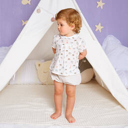 Artesanía Granlei-Boys Beige Cotton & Linen Shorts Set | Childrensalon Outlet