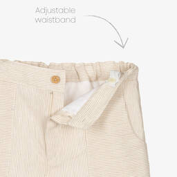 Artesanía Granlei-Boys Beige Cotton & Linen Shorts Set | Childrensalon Outlet