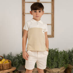 Artesanía Granlei-Boys Beige & Ivory Polo Set | Childrensalon Outlet