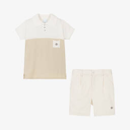 Artesanía Granlei-Boys Beige & Ivory Polo Set | Childrensalon Outlet