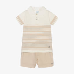 Artesanía Granlei-Рубашка в полоску и бежевые шорты из хлопка | Childrensalon Outlet