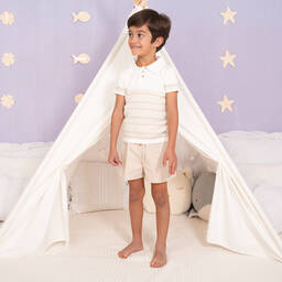 Artesanía Granlei-Рубашка в полоску и бежевые шорты из хлопка | Childrensalon Outlet