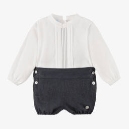 ارتيزانيا  غرانلي-طقم شورت قطن لون أزرق للمواليد | Childrensalon Outlet