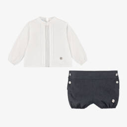 ارتيزانيا  غرانلي-طقم شورت قطن لون أزرق للمواليد | Childrensalon Outlet