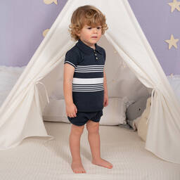 Artesanía Granlei-طقم شورت مزيج قطن محبوك لون كحلي للأولاد | Childrensalon Outlet