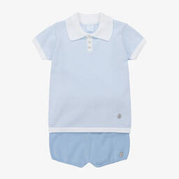 Artesanía Granlei-Boys Blue Striped Cotton Shorts Set | Childrensalon Outlet