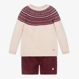 Artesanía Granlei-Boys Burgundy Corduroy Outfit Set | Childrensalon Outlet