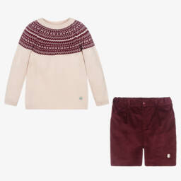 Artesanía Granlei-Boys Burgundy Corduroy Outfit Set | Childrensalon Outlet