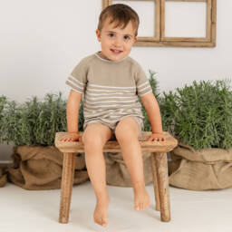 Artesanía Granlei-Boys Classic Beige Knit Ensemble | Childrensalon Outlet