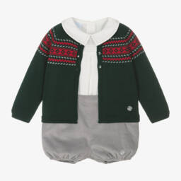 ارتيزانيا  غرانلي-طقم شورت مخمل لون رمادي للأولاد | Childrensalon Outlet