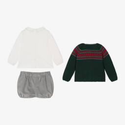 ارتيزانيا  غرانلي-طقم شورت مخمل لون رمادي للأولاد | Childrensalon Outlet