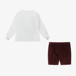 Artesanía Granlei-طقم شورت كوردروي لون أحمر وعاجي للأولاد | Childrensalon Outlet