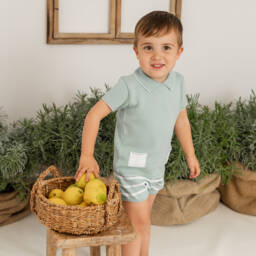 Artesanía Granlei-طقم صيفي محبوك باللون الزمردي للأولاد | Childrensalon Outlet