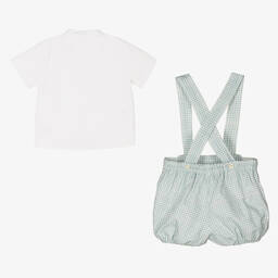 Artesanía Granlei-Boys Green Gingham Cotton Shorts Set | Childrensalon Outlet