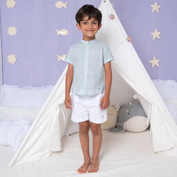 ارتيزانيا  غرانلي-طقم شورت قطن لون أخضر وأبيض للأولاد | Childrensalon Outlet