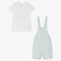 Artesanía Granlei-طقم شورت أطفال ولادي قطن لون أخضر وأبيض | Childrensalon Outlet