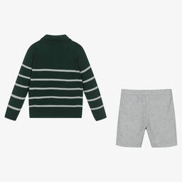 Artesanía Granlei-Boys Green & Grey Wool Shorts Set | Childrensalon Outlet