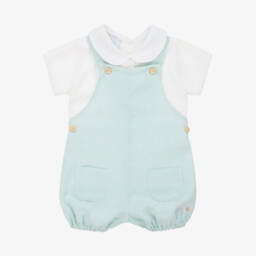 Artesanía Granlei-Boys Green-Hued Striped Dungarees | Childrensalon Outlet