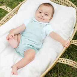 Artesanía Granlei-Boys Green-Hued Striped Dungarees | Childrensalon Outlet