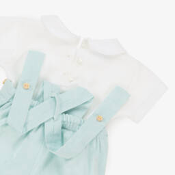 Artesanía Granlei-Boys Green-Hued Striped Dungarees | Childrensalon Outlet