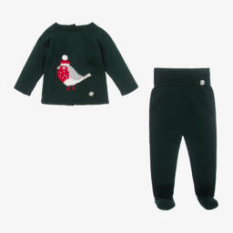 Artesanía Granlei-Boys Green Knit Robin Set | Childrensalon Outlet