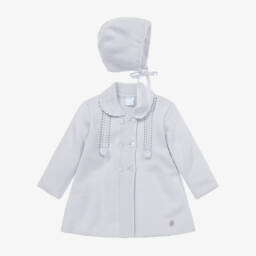 Artesanía Granlei-Boys Grey Knit Coat and Bonnet | Childrensalon Outlet