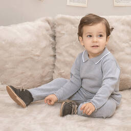 Artesanía Granlei-Boys Grey Knitted Trouser Set | Childrensalon Outlet