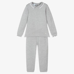 Artesanía Granlei-Boys Grey Knitted Trouser Set | Childrensalon Outlet