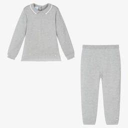 Artesanía Granlei-Boys Grey Knitted Trouser Set | Childrensalon Outlet
