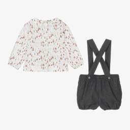 Artesanía Granlei-Boys Ivory and Grey Outfit Set | Childrensalon Outlet