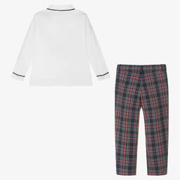 Artesanía Granlei-Boys Ivory & Blue Tartan Trousers Set | Childrensalon Outlet