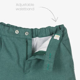 Artesanía Granlei-Boys Ivory & Green Shorts Set | Childrensalon Outlet