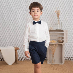 ارتيزانيا  غرانلي-طقم شورت قطن لون عاجي وكحلي للأولاد | Childrensalon Outlet