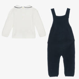 Artesanía Granlei-Синий трикотажный полукомбинезон Робин и свитер | Childrensalon Outlet