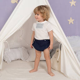 ارتيزانيا  غرانلي-بِدلة رسمية أطفال ولادي قطن وكتان لون عاجي وكحلي | Childrensalon Outlet