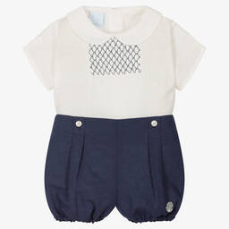 ارتيزانيا  غرانلي-بِدلة رسمية أطفال ولادي قطن وكتان لون عاجي وكحلي | Childrensalon Outlet