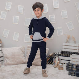 Artesanía Granlei-Сине-серый вязаный топ и штанишки | Childrensalon Outlet