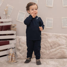 Artesanía Granlei-Boys Navy Blue Knitted Trouser Set | Childrensalon Outlet