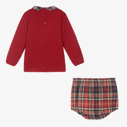 Artesanía Granlei-Boys Red Tartan Shorts Set | Childrensalon Outlet