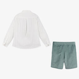 Artesanía Granlei-Boys Velvet Green Shorts Ensemble | Childrensalon Outlet