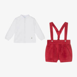Artesanía Granlei-Boys Velvet Shorts and Shirt Set | Childrensalon Outlet