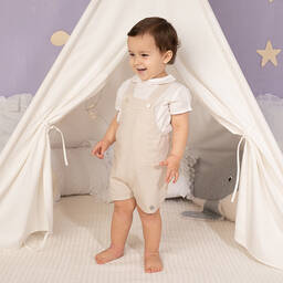 ارتيزانيا  غرانلي-طقم شورت أطفال ولادي قطن عضوي لون أبيض وبيج | Childrensalon Outlet