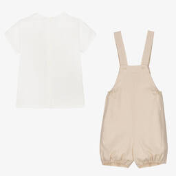 ارتيزانيا  غرانلي-طقم شورت أطفال ولادي قطن عضوي لون أبيض وبيج | Childrensalon Outlet